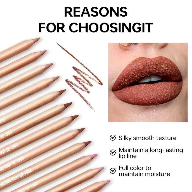 Crayon Contour Lèvres Mat — Longue Tenue, Waterproof & Précision Parfaite